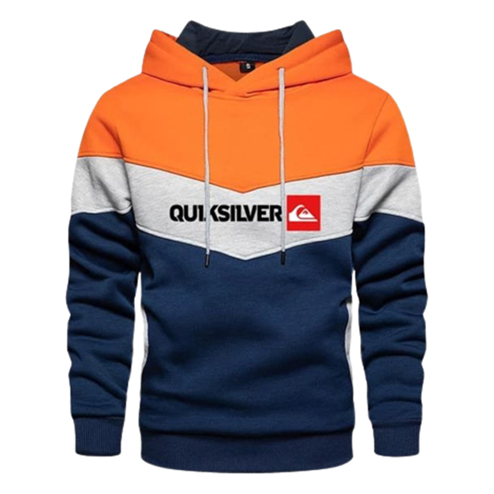 Cotton Winter Hoodie For Men - Blue and Orange - H-253