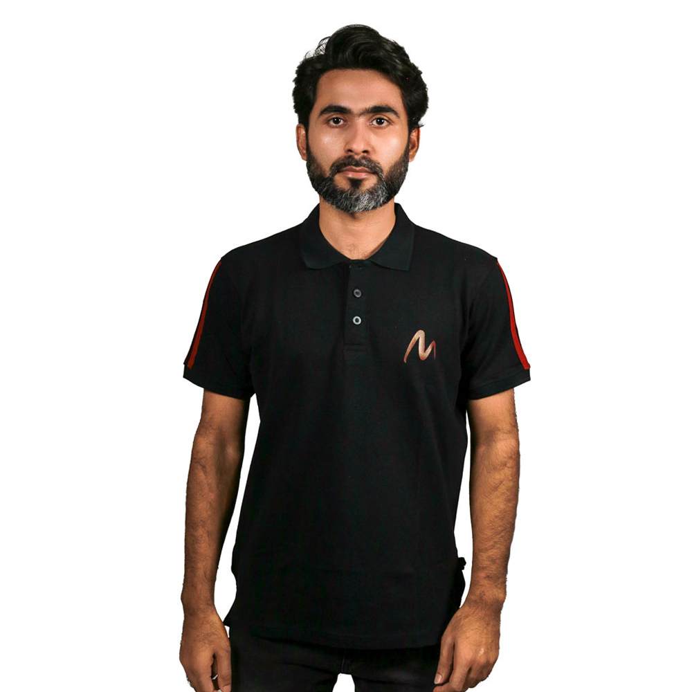 Cotton Half Sleeve Polo For Men - Black 