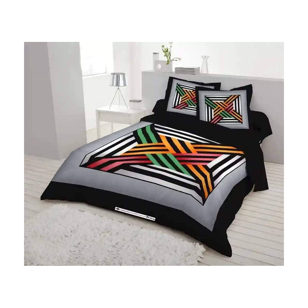 King Size Cotton Panel Bedsheet - ST-263 - Multicolor