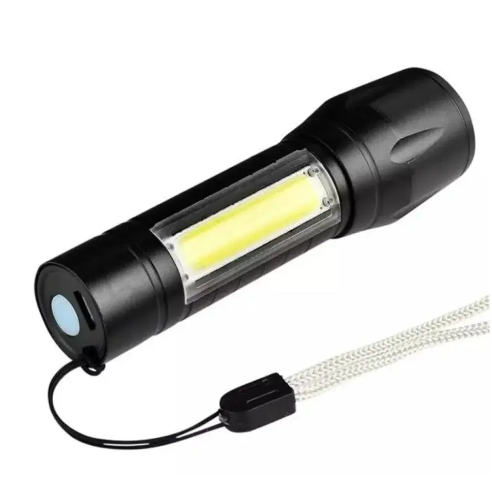 Rechargeable Mini Telescopic Zoom Flash Light - Black