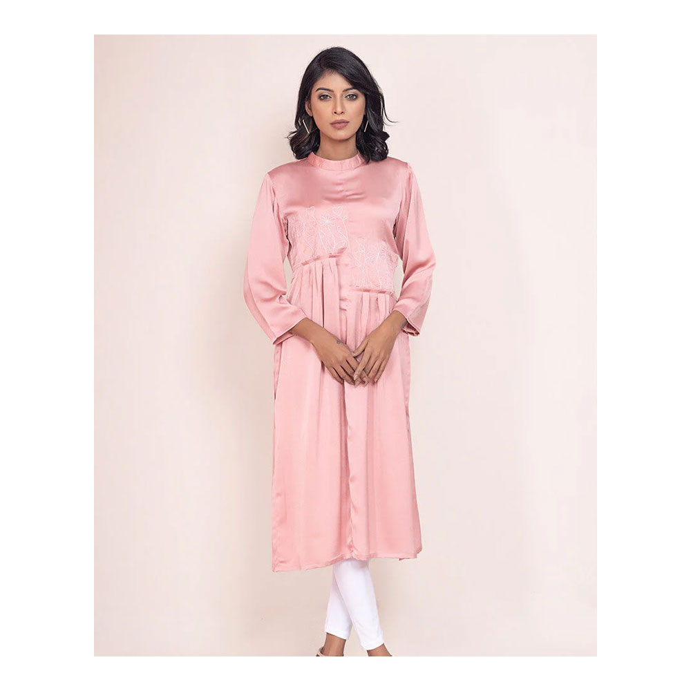 Buy Showstopper Crepe Silk Kurti for Women - 1 - Baby Pink and Get Freyias Damage Repair Shampoo with Coconut Milk - 220ml Free