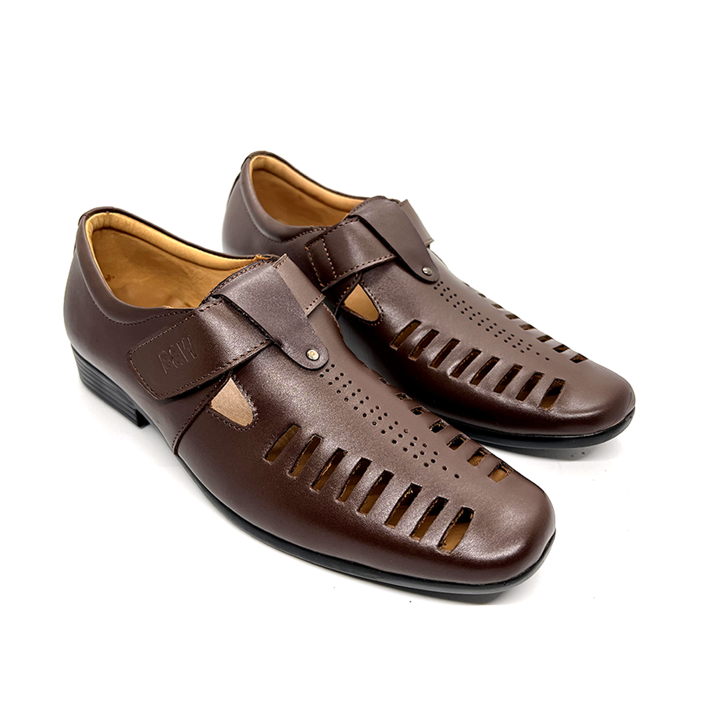 Black and White Leather Cycle Shoe For Men - 31020359 - Light Brown