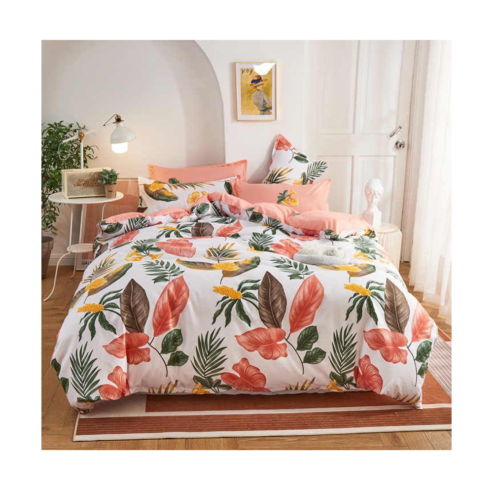 Aloe Cotton Printed King Size Bedding Set - 4 Pcs - Multicolor - RB-01