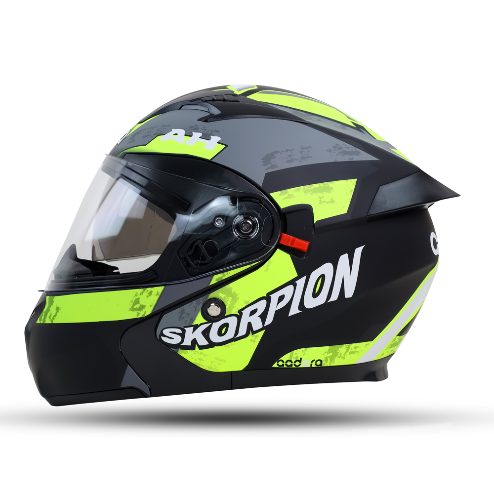 Aadora 333 Flipup Full Face Helmet - L Size - Matt Black and Neon - APBD1067