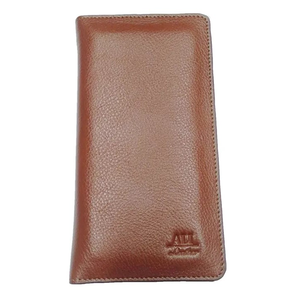 Leather Long Wallet for Men - Brown