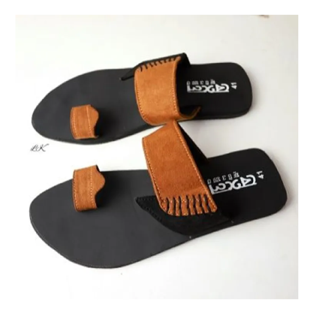 Rubber Slipper Sandal for Men - Black Brown - EU