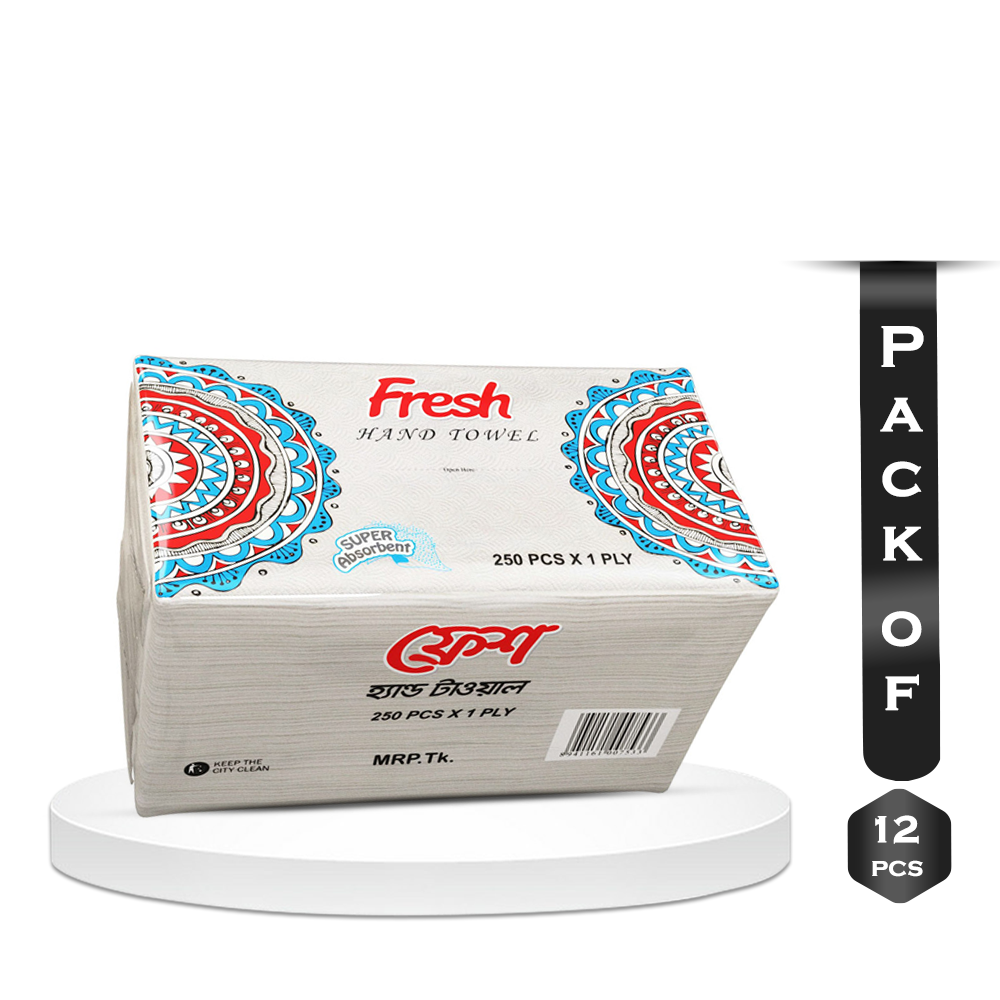 Pack Of 12 Pcs Fresh Hand Towel Tissue Paper 250 X 1 Ply