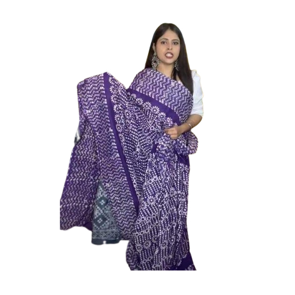 Premium Quality Silk Batik Saree With Blouse Piece - Multicolor - SB-N18