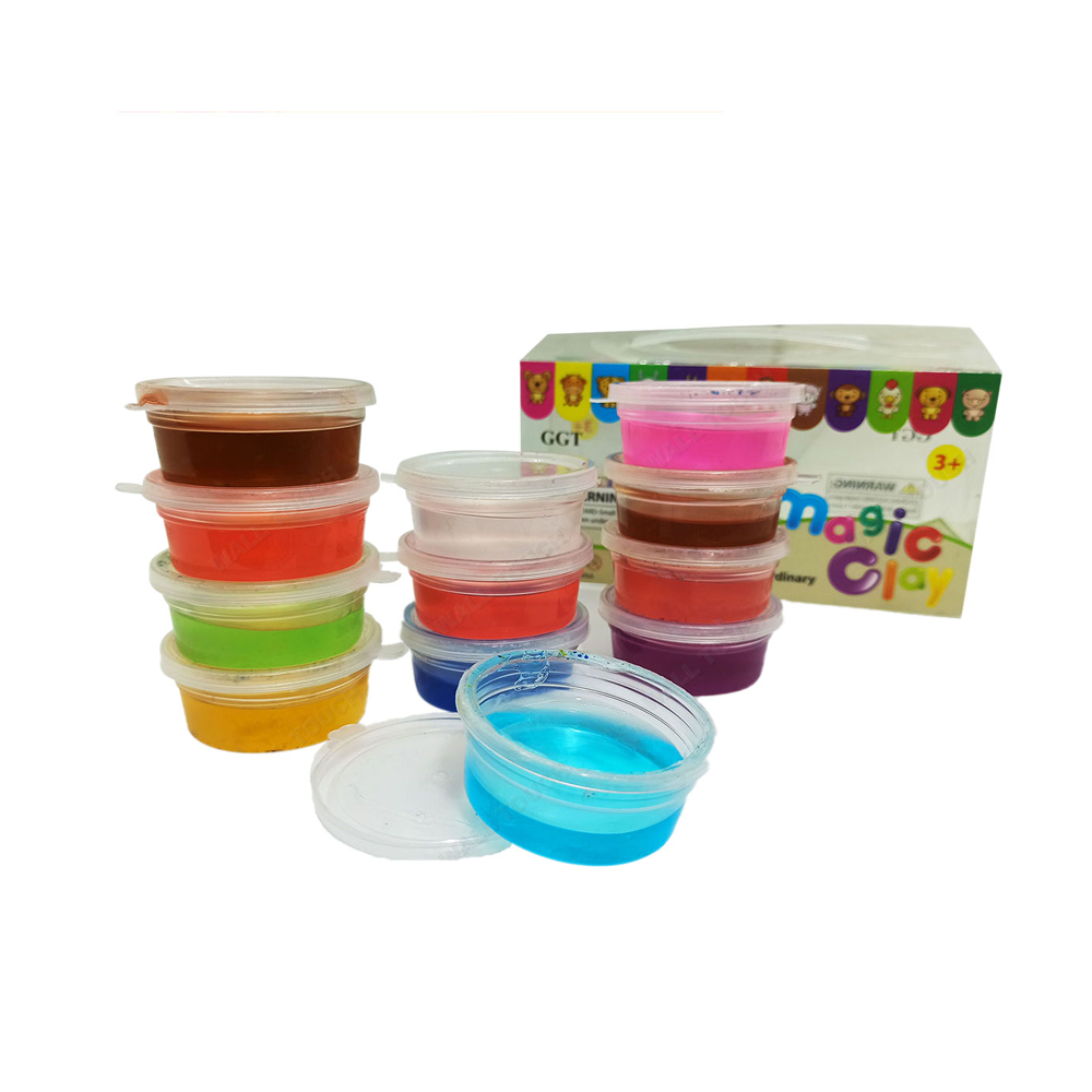 Box Of 12 Pcs Gel Clay/Slime Set Bowls Play -Dough For Kids - 12 Colors