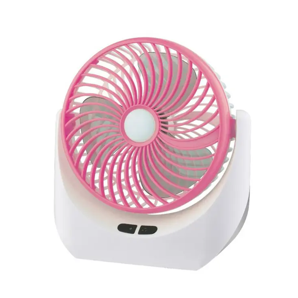 JY JY-1880 Rechargeable Mini Table Fan with LED Light - Pink