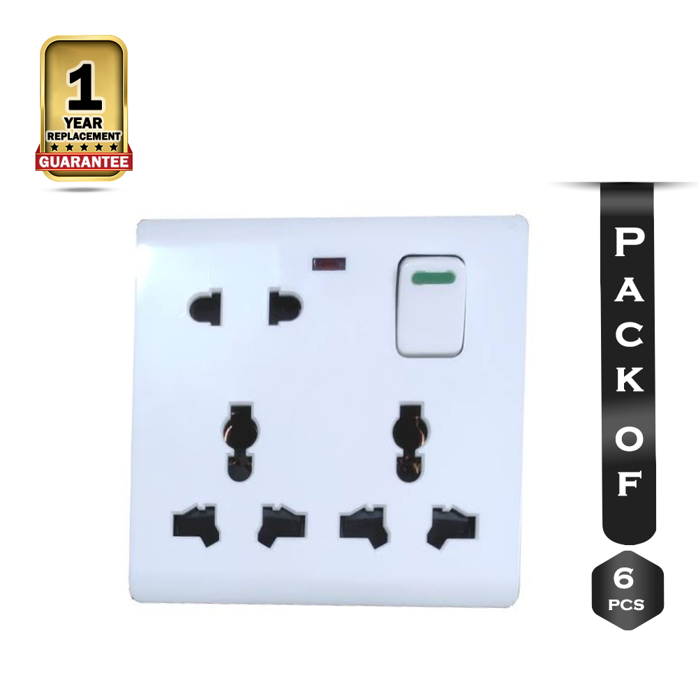 Pack Of 06 Pcs 8 Pin Multi Socket - White