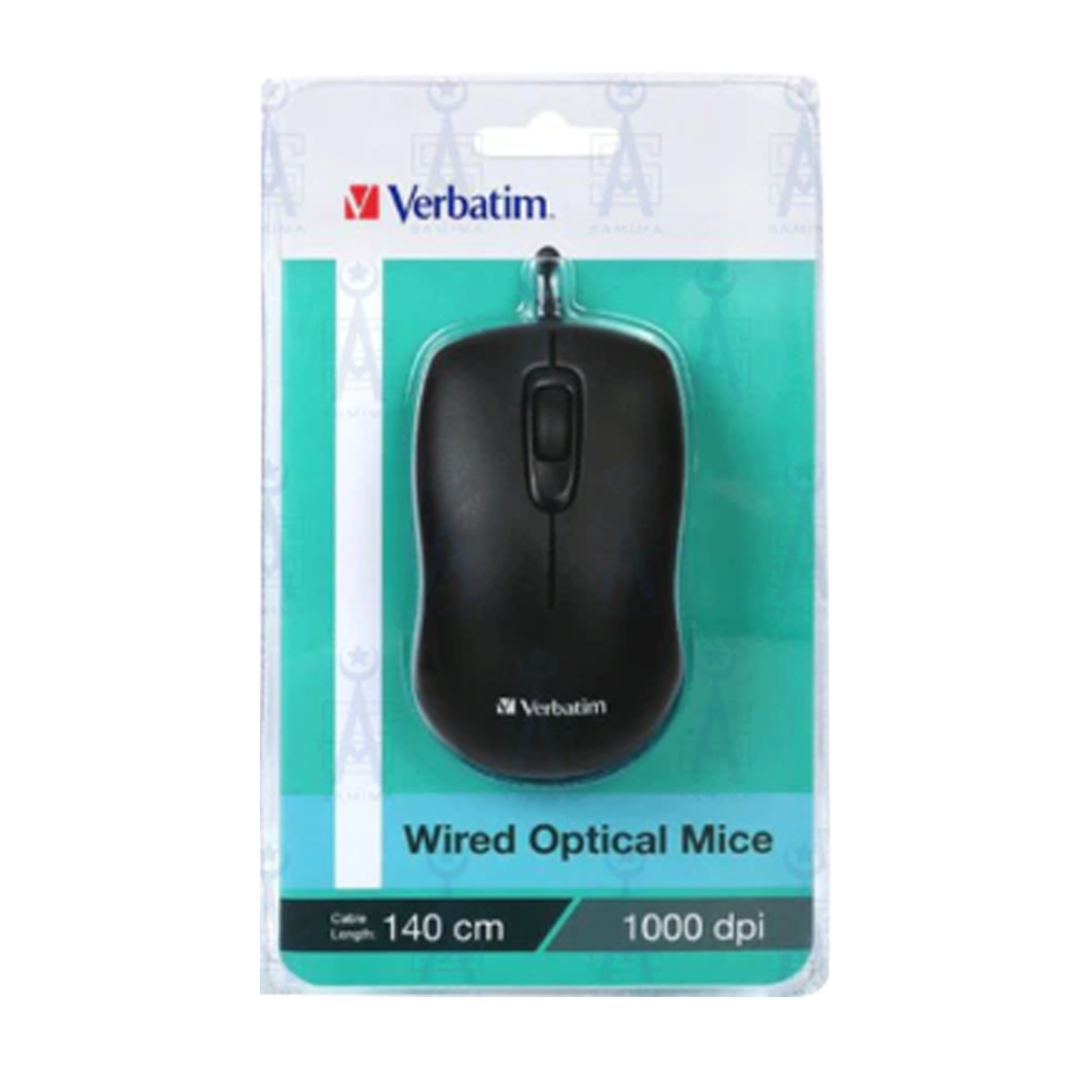 Verbatim 65996 Wired Optical Mouse - 140cm - Black