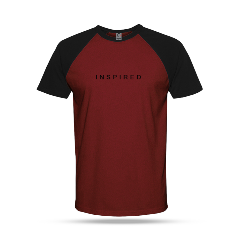 Cotton Half Sleeve T-Shirt For Men - Maroon and Black - RHT1005