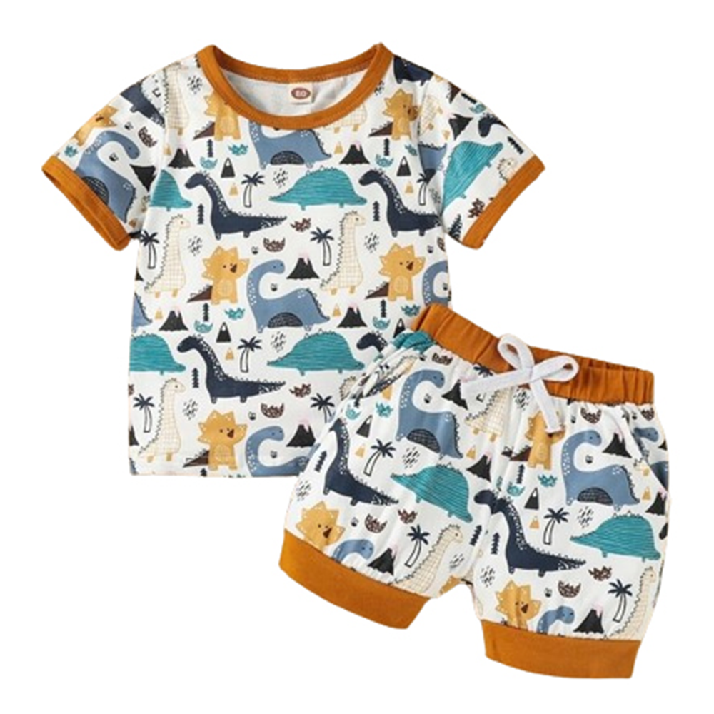 Cotton T-Shirt and Half Pant Set For Baby Boys - Multicolor - BM-88