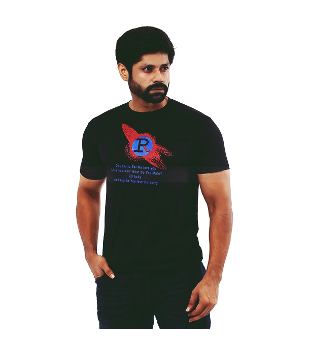 Cotton Short Sleeve T-Shirt for Men - Black 