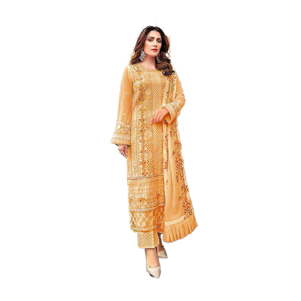 Unstitched Embroidery Work Georgette Shalwar Kameez For Women - Multicolor