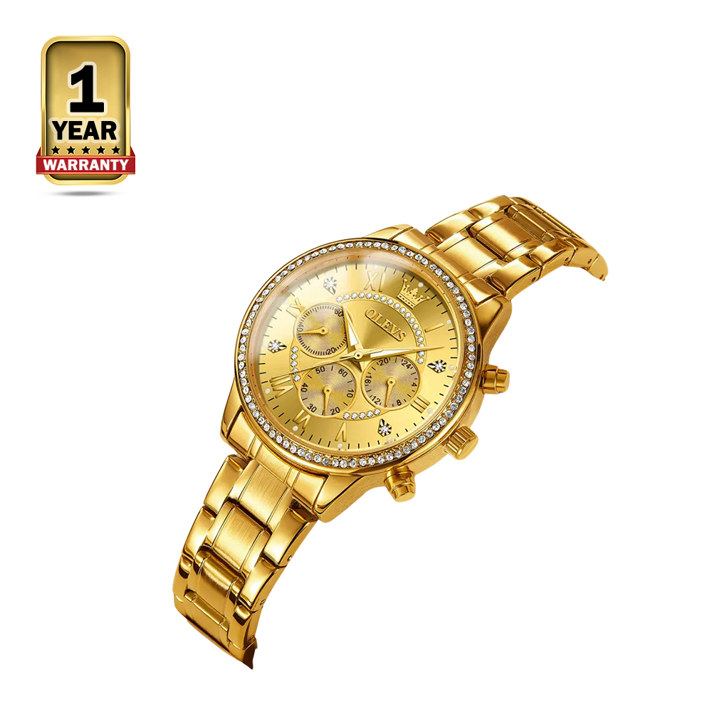 Olevs TY715 Diamond Luxury Elegant Quartz Watch For Women - Golden