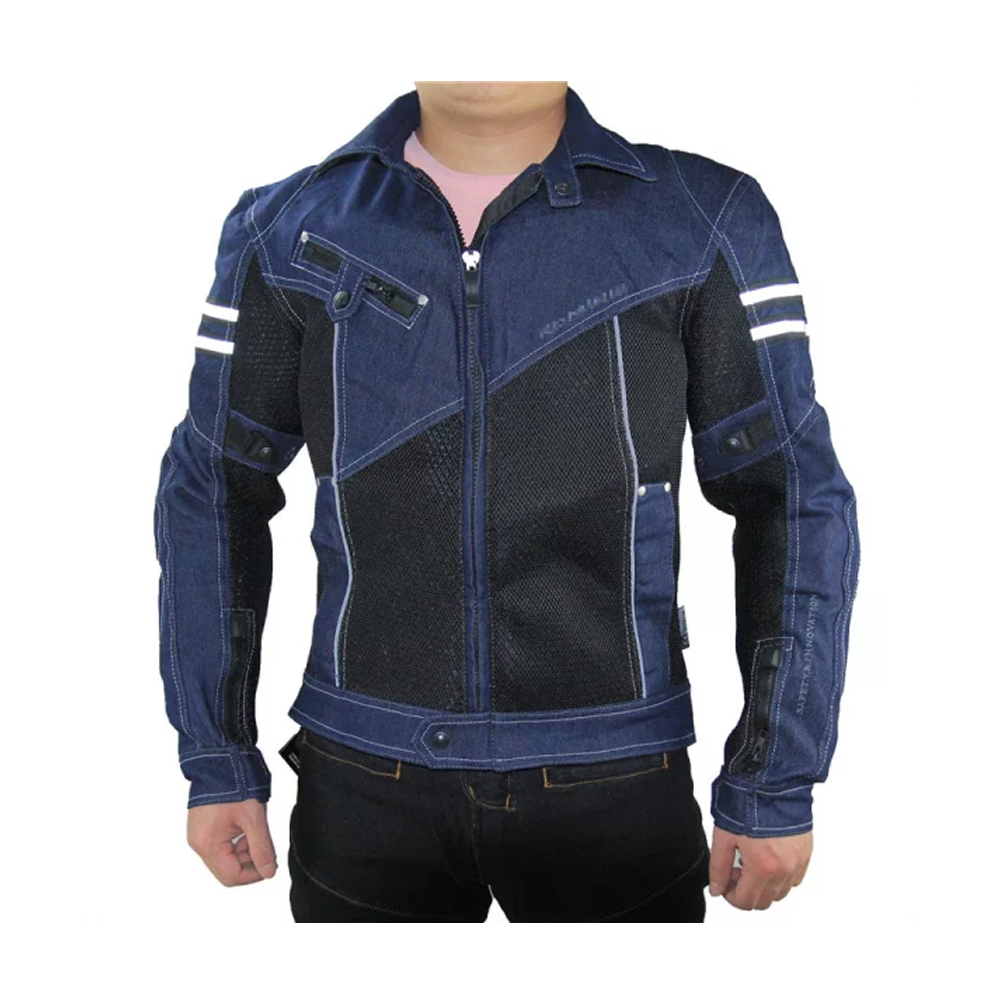 Classic Komine 06 Denim Mesh Motorcycle Jacket Racing Suit With Elbow and Back Protection