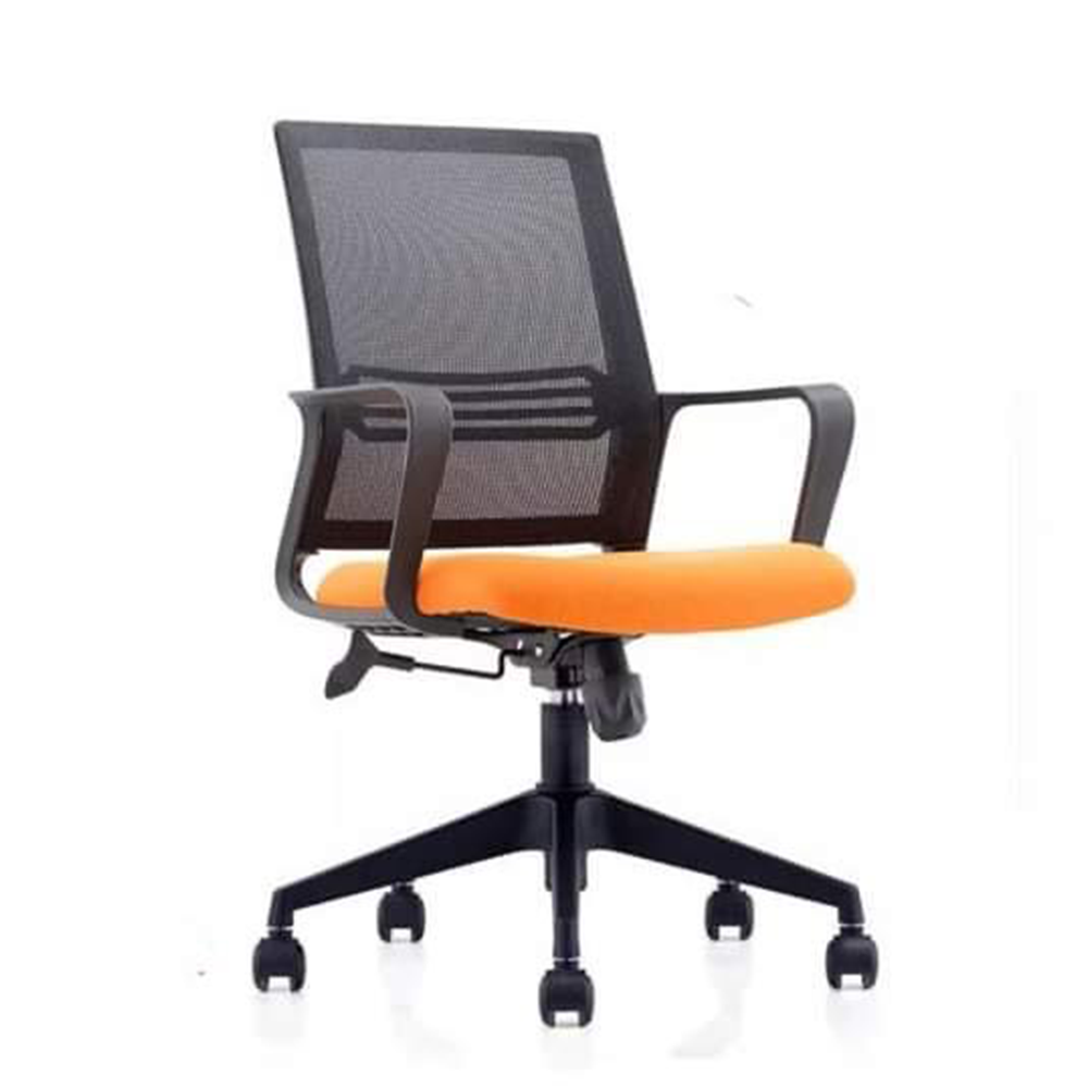 Adjustable and Comfortable Swivel Office Chair - Black and Orange