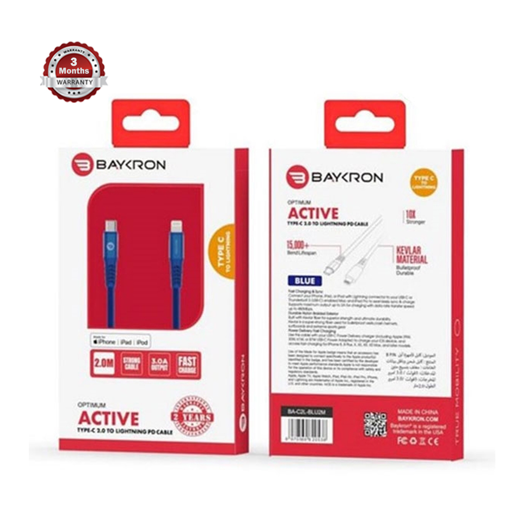 BAYKRON Type C to Lightning Cable - 2m - Blue
