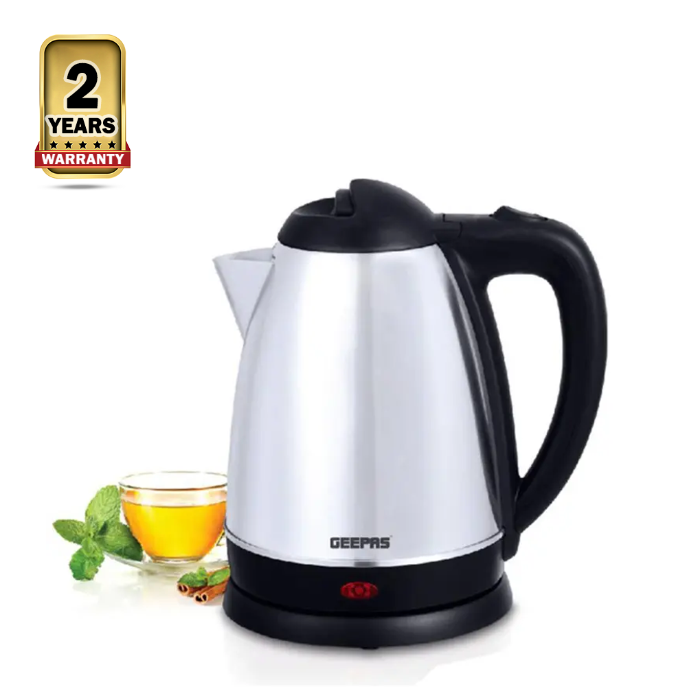 GEEPAS GK5454N Stainless Steel Electric Kettle - 1.8 Liter - Silver and Black