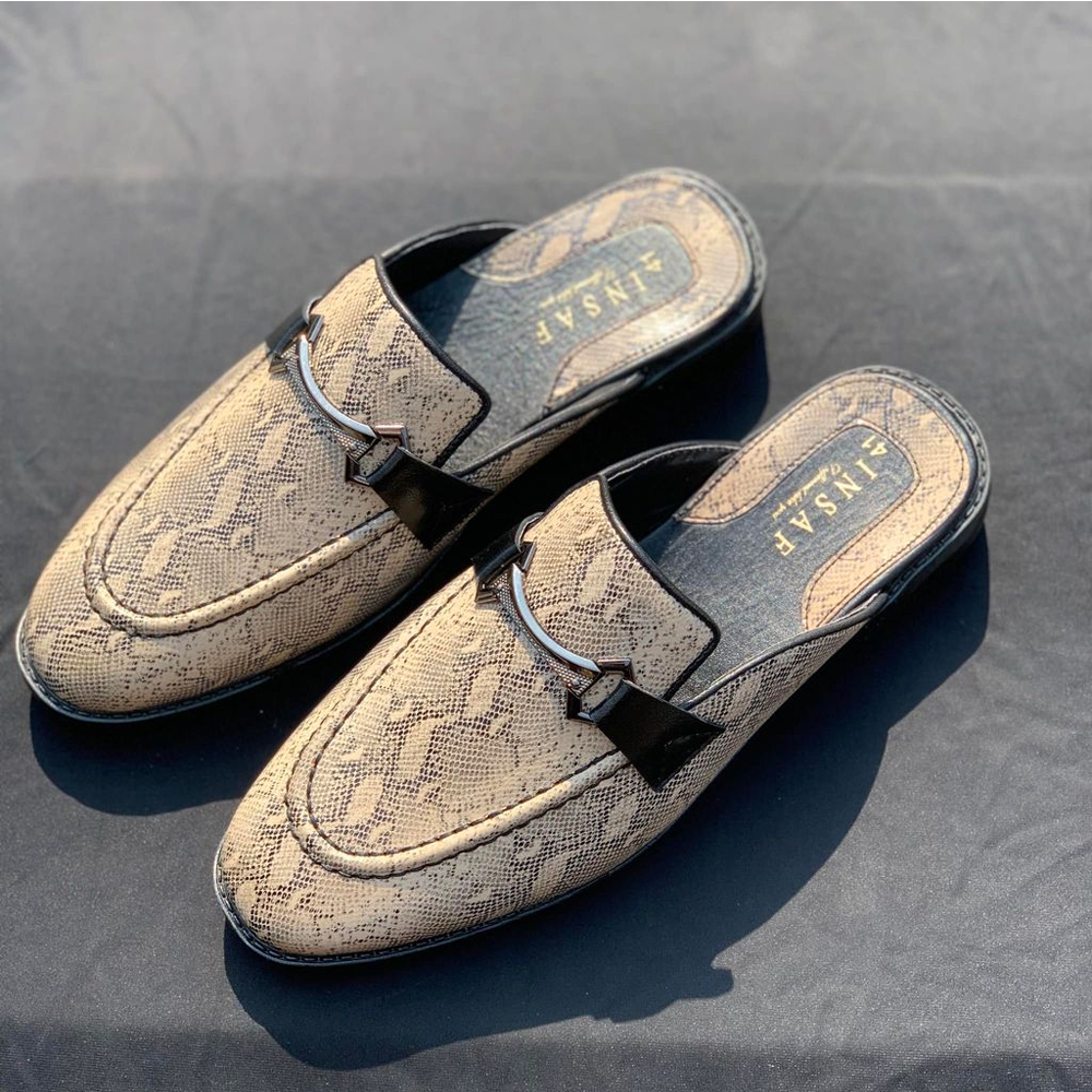 Python Luxe Mule Shoes for Men - Off White