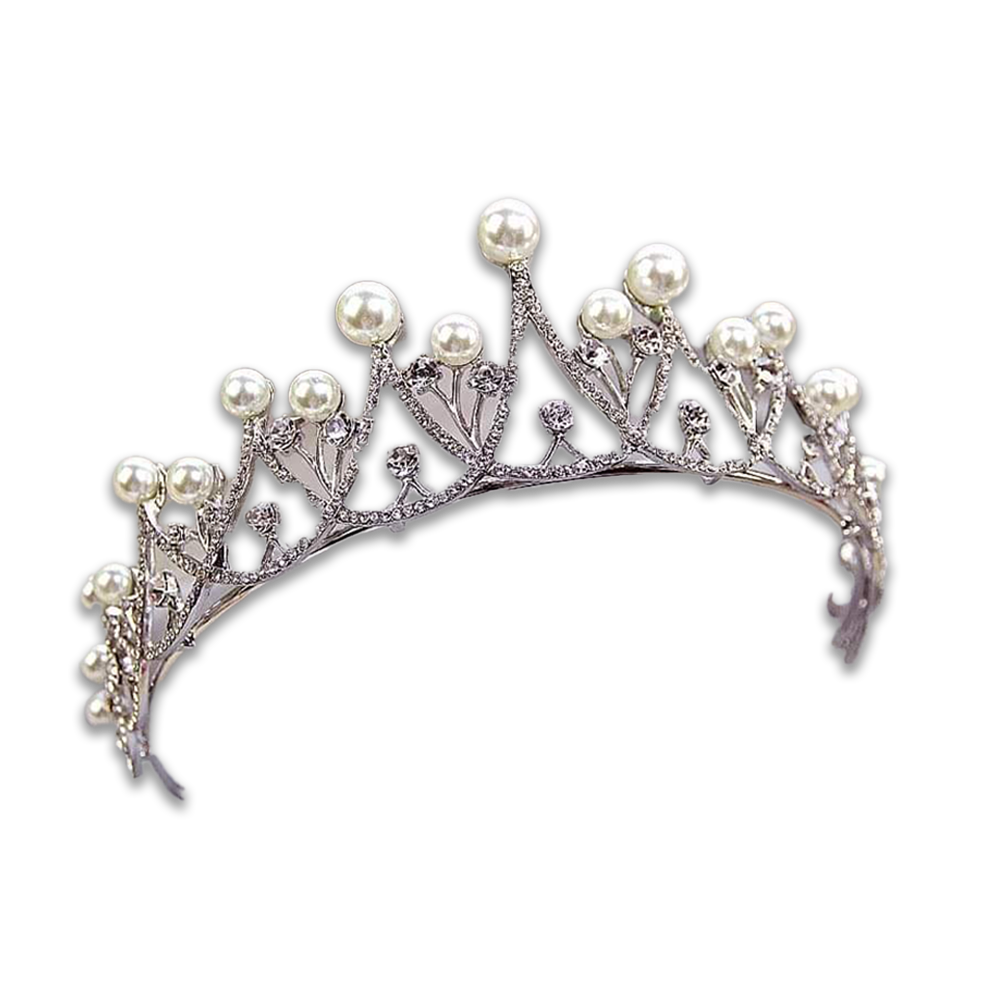  Zinc Alloy Rhinestone Crown For Baby - White and Silver - CDPHRC03