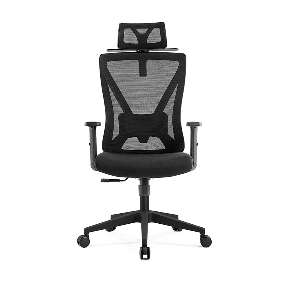 Fabric and Plastic Comfort Executive Chair - Black and White