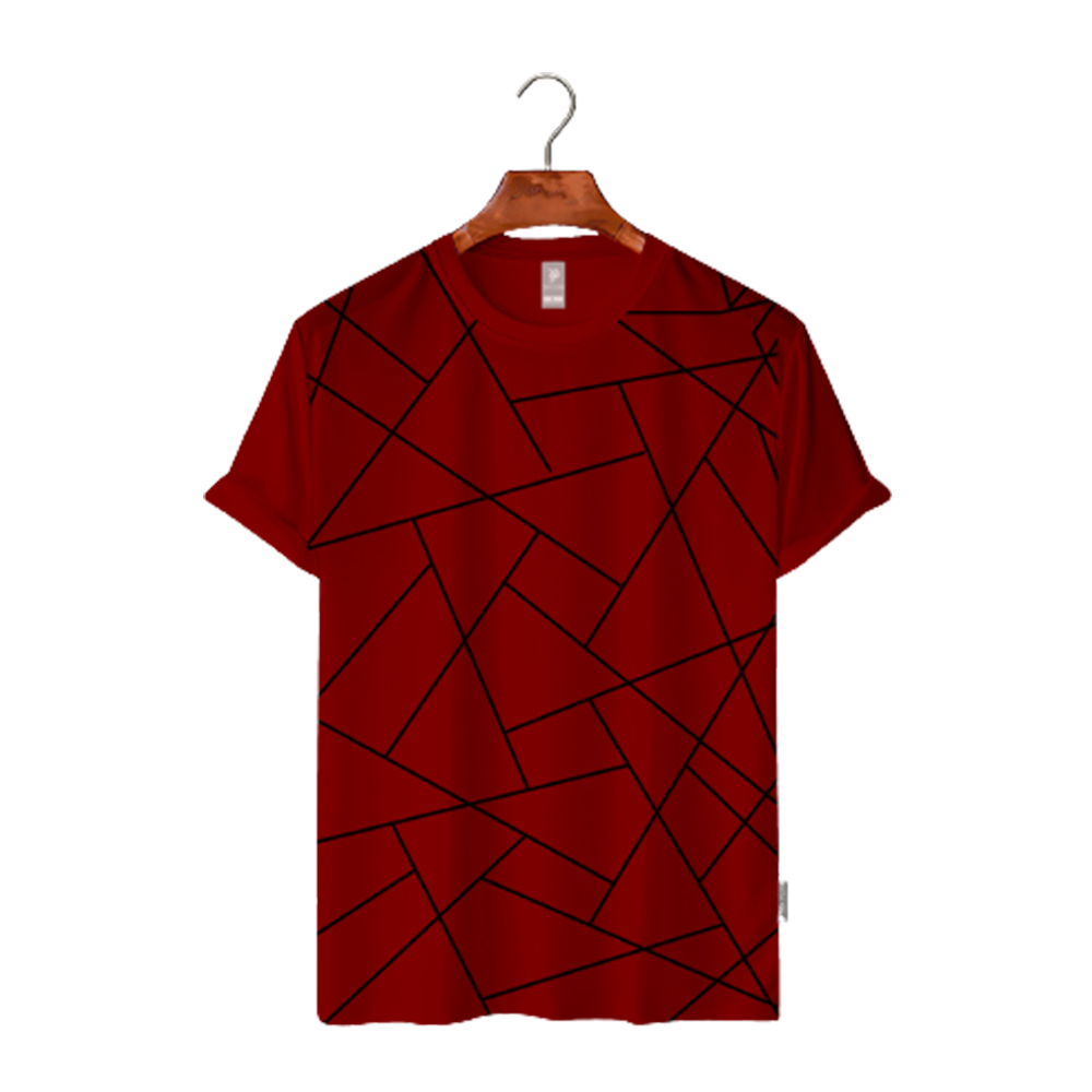 Cotton Half Sleeve T-Shirt For Men - Maroon - TS-10