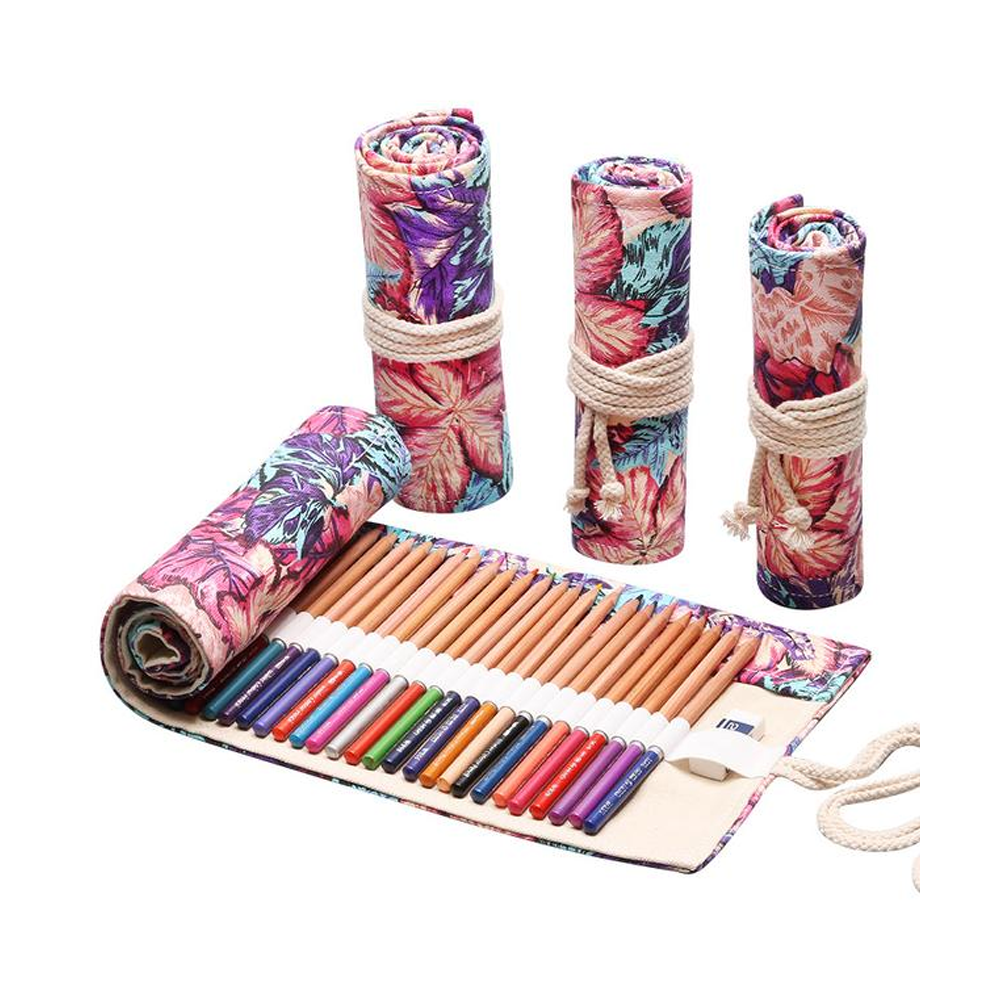 Canvas Storage Pencil Bag 36 Holes - Multicolor