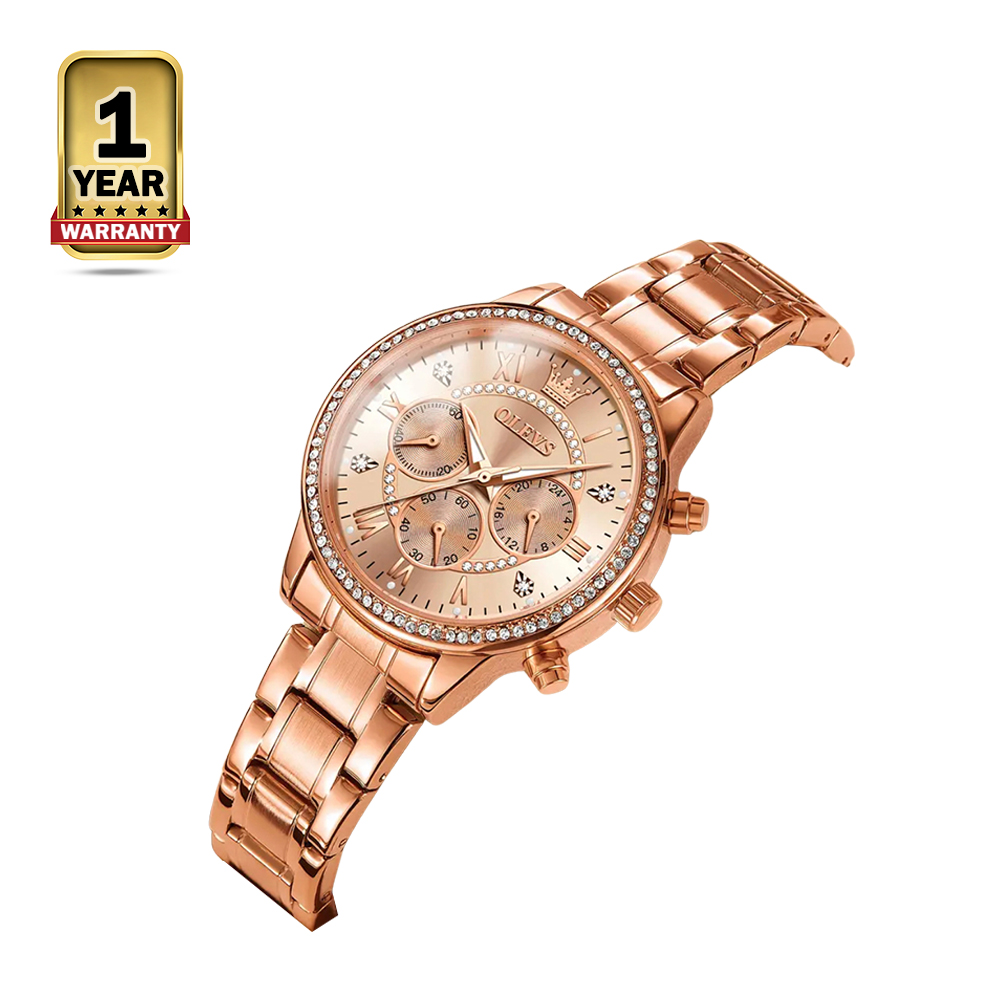Olevs TY715 Diamond Luxury Elegant Quartz Watch For Women - Rose Gold