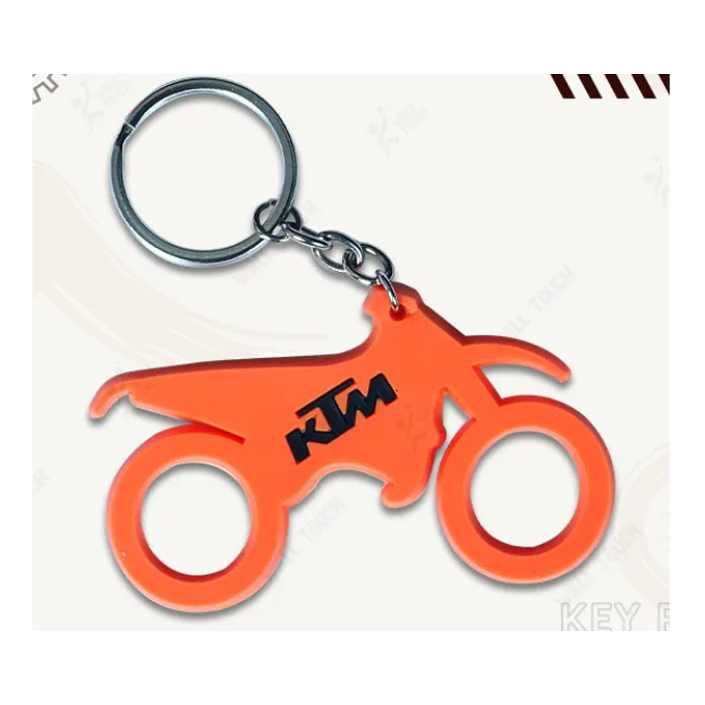 KTM Rubber PVC Keychain Key Ring For Bike and Car - Orange - 334930312