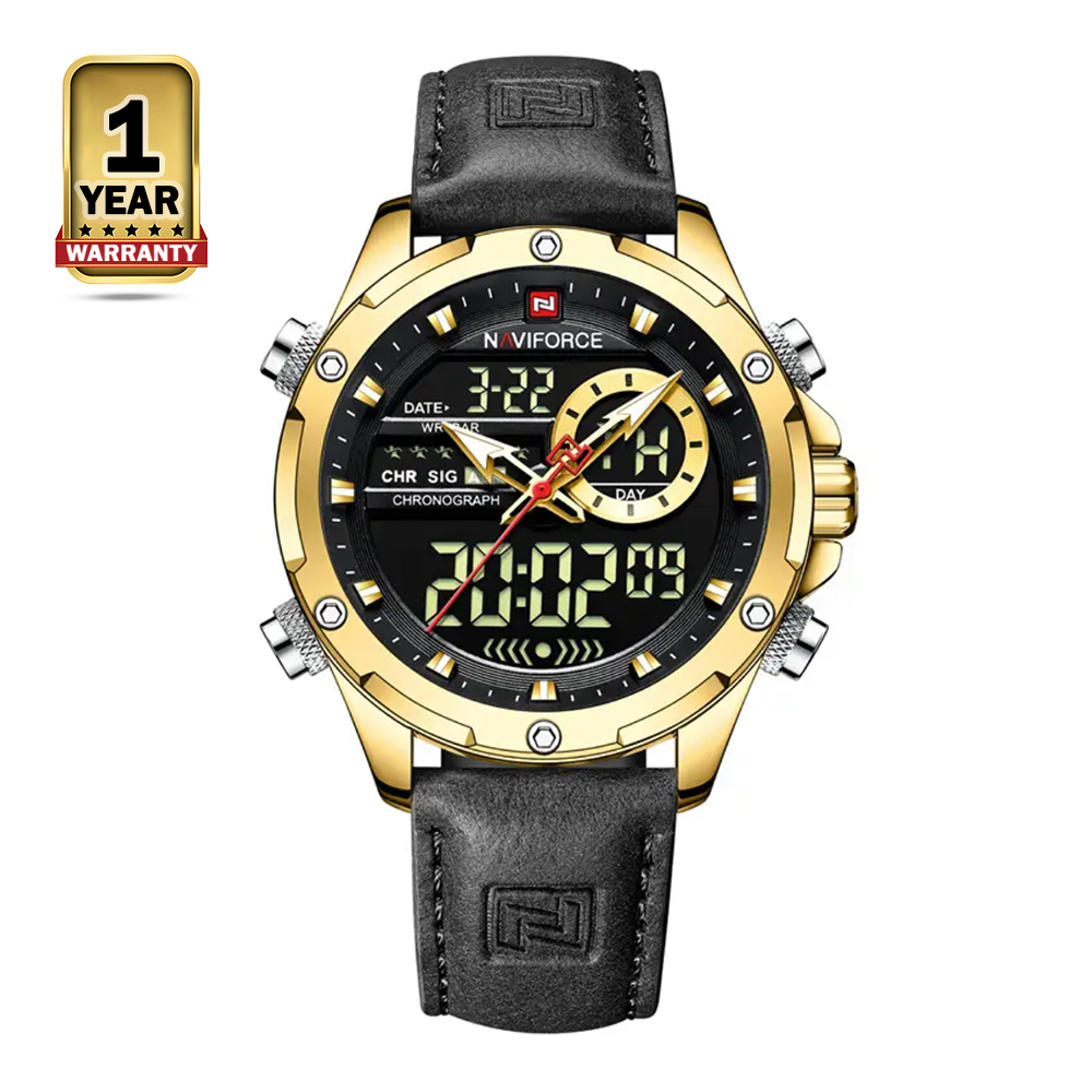 Naviforce 9208 Leather Chronograph Quartz Wrist Analog Watch Men