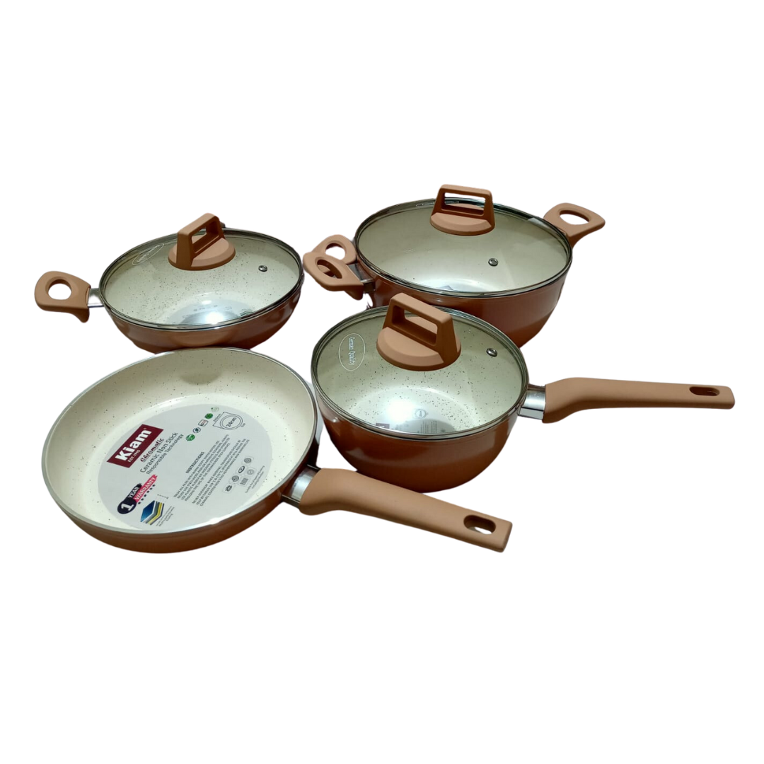 Set Of 7Pcs Kiam Aluminum Ceramic Coated Die-Casting Non-Stick Cookware Set