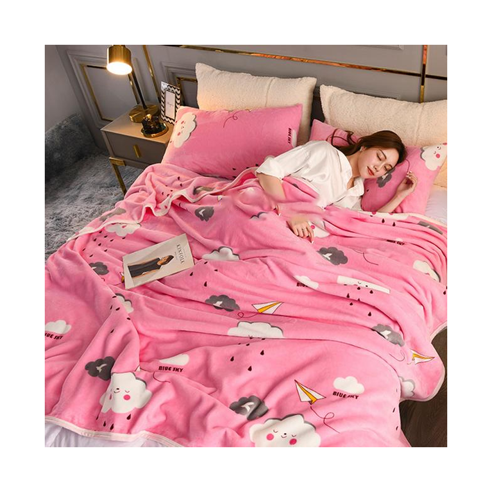 Polyester Super Soft Single Layer Winter Blanket - 1.5 Kg - Pink -  C004470