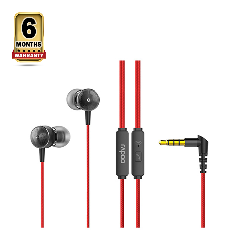 Rapoo EP28 Wired In-Ear Earphone - Red and Black