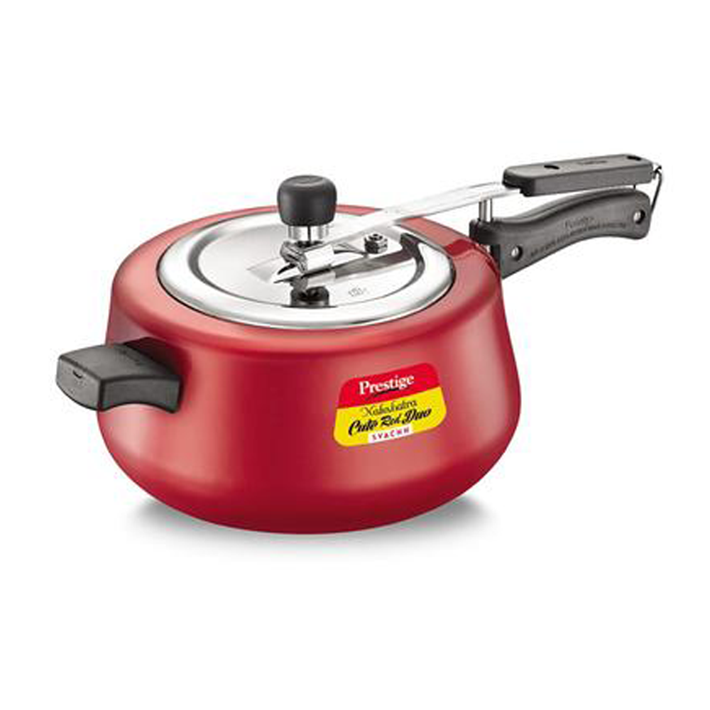 Prestige Nakshatra Cute Red Duo Aluminum Pressure Cooker Induction Bottom - 5 Liter - Red