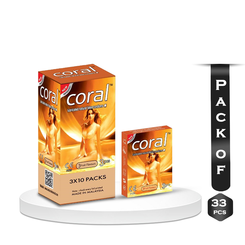 Pack of 33Pcs Coral 3 Fruit Flavour Girl Condom