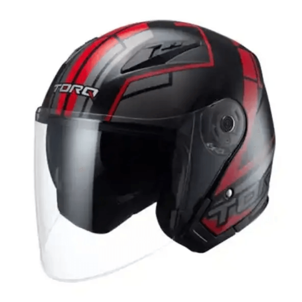 Torq Half Face Helmet - Red and Black 