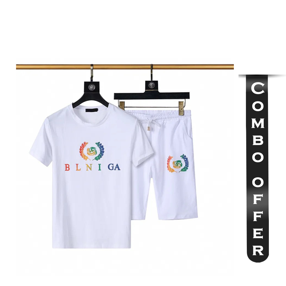 Combo Of PP T- Shirt and Half Pant For Men - White - T3-N06