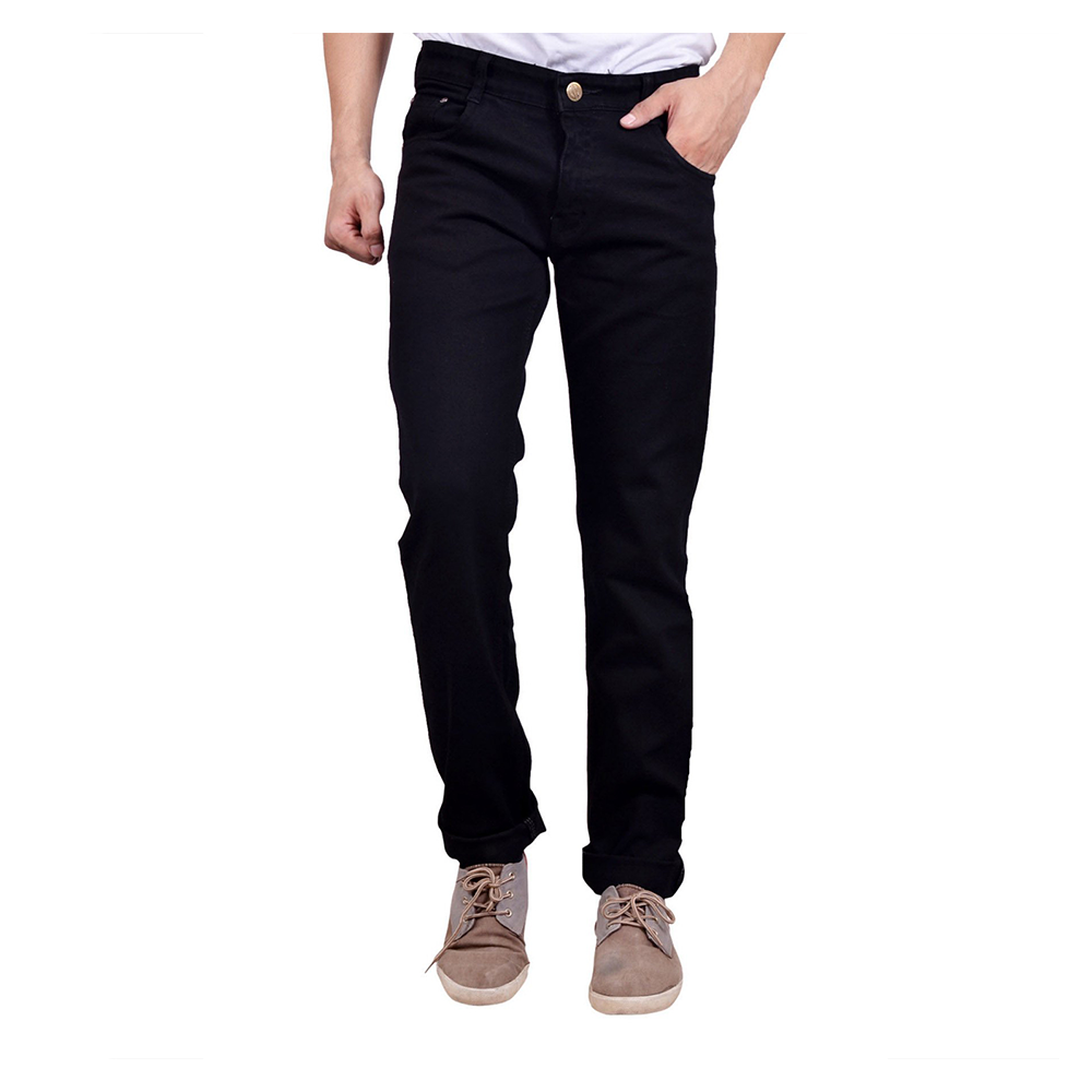 Cotton Semi Stretch Denim Jeans Pant For Men - Deep Black - NZ-13076