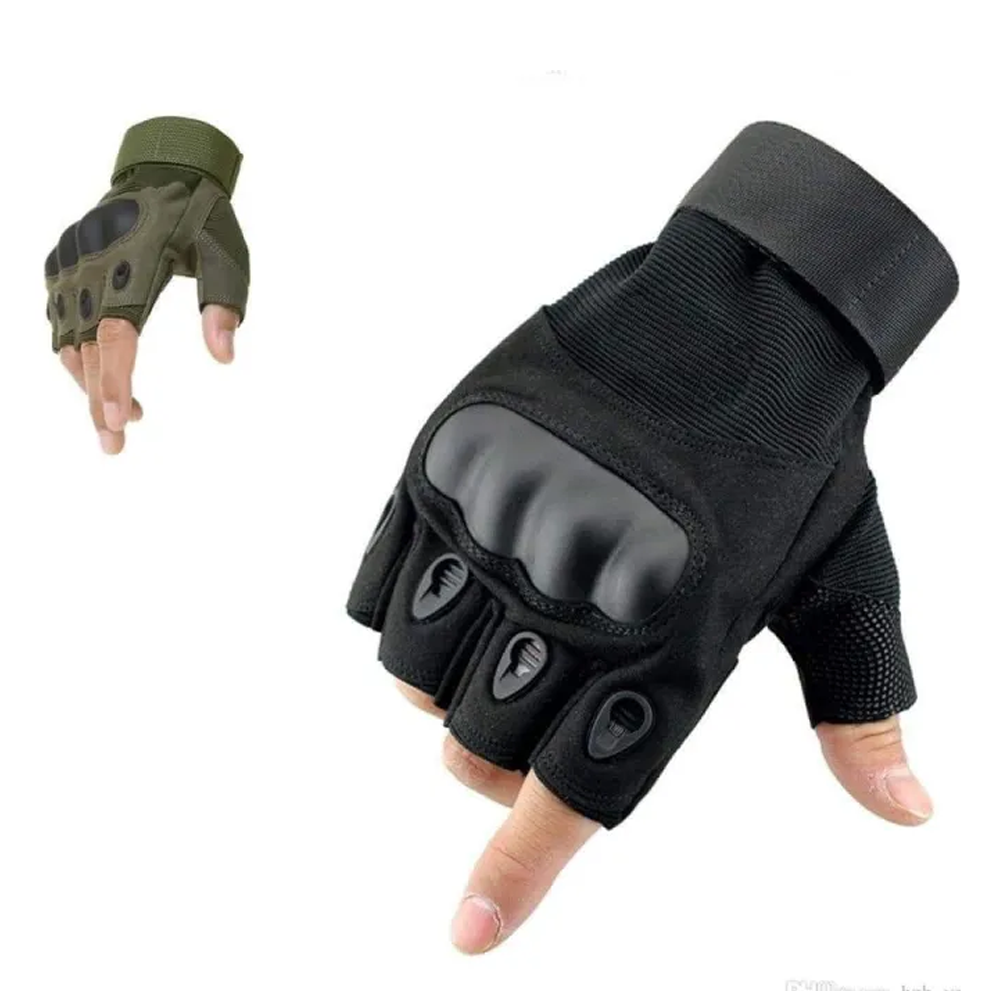 Half Finger Hand Gloves For Biker - Black