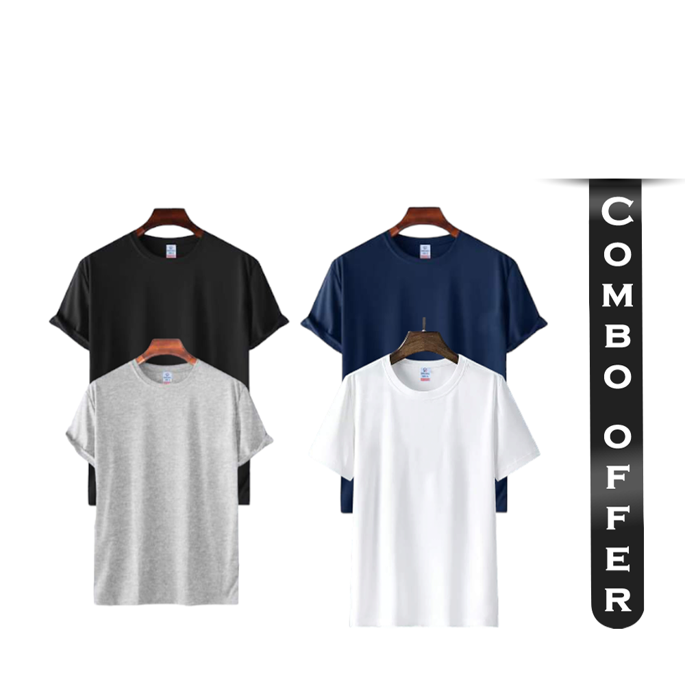 Combo Offer Of Cotton Premium Half-Sleeve T-Shirt For Men - Multicolor - T001 