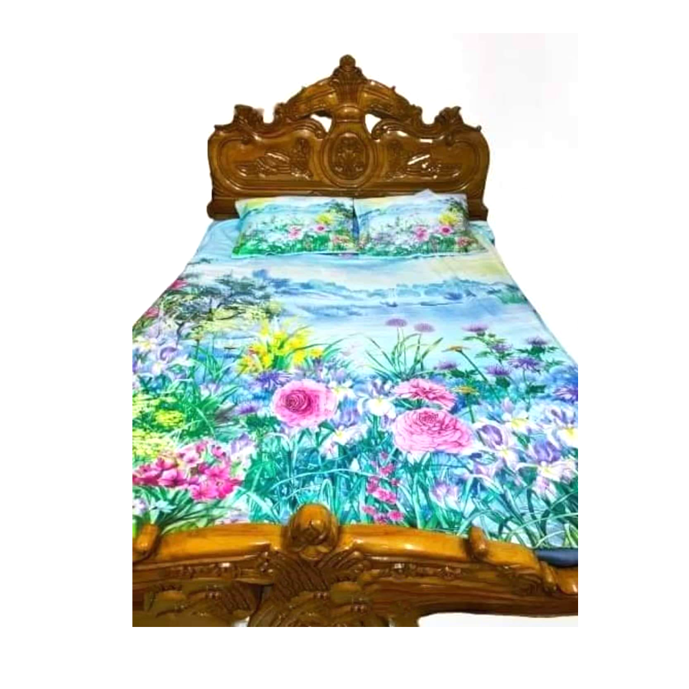 King Size Cotton Panel Bedsheet - ST-208 - Multicolor