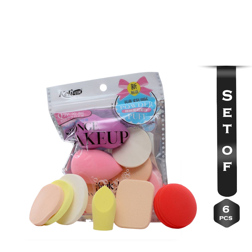 Pack of 6 Pcs Makeup Puff Set - Multicolor