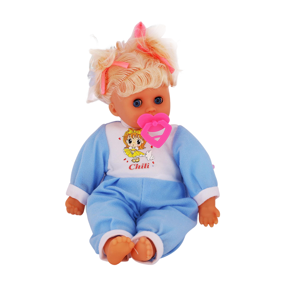 Soft Plush Little Crying Baby Barbie Doll With Beautiful Dress - Blue