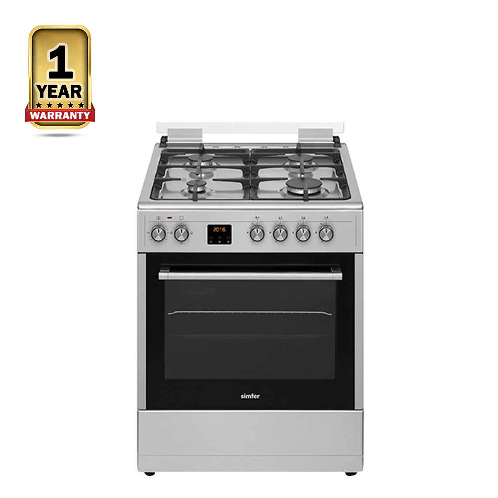 Simfer 6060GS 60X60 Freestanding 4 Burner With Gas Oven - Grey