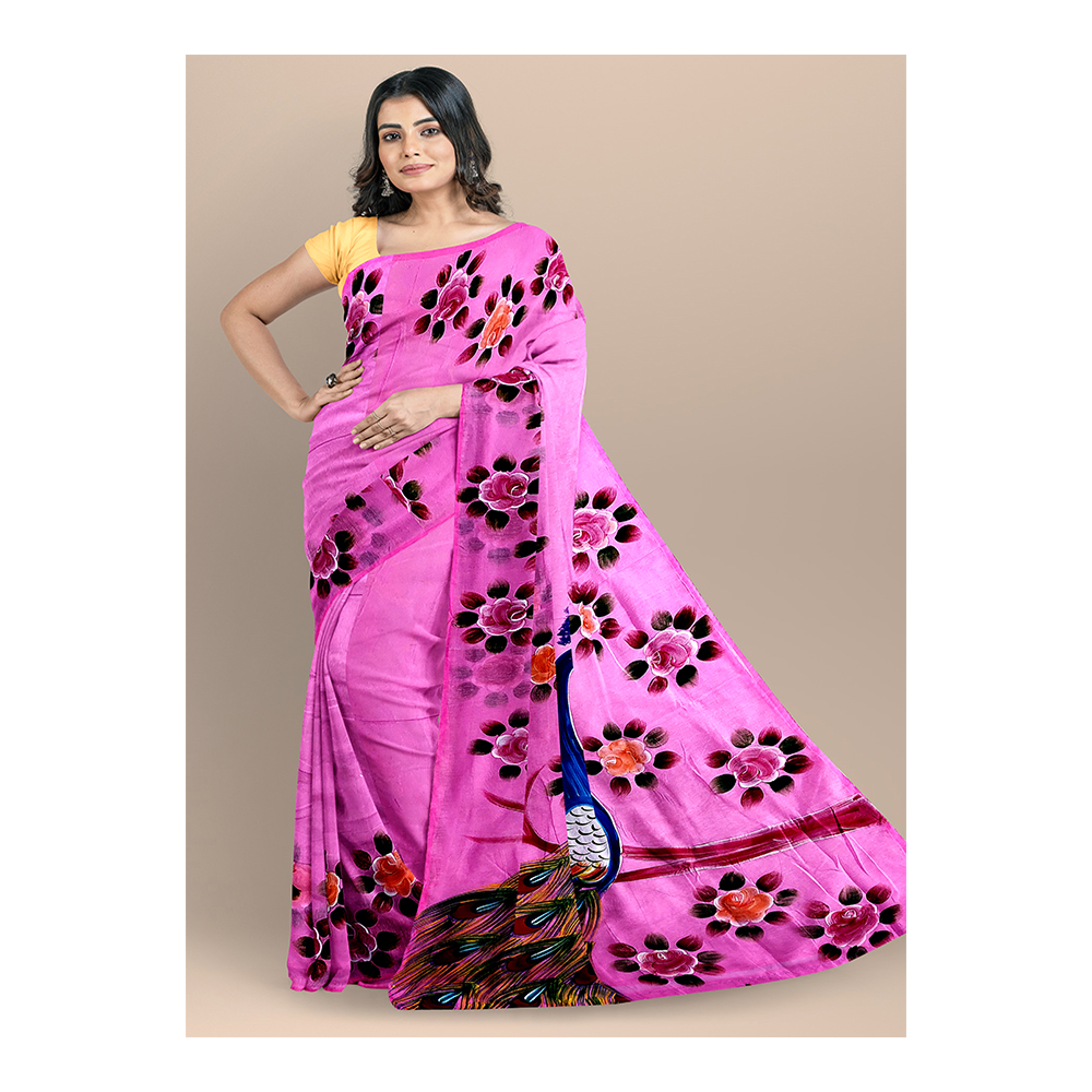 Half Silk Tangail Tant Saree for Women - Pink - TTS-79