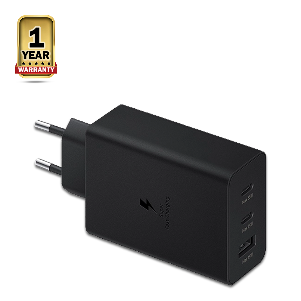 Samsung 65W 3-Port Type-C and Type-A Super Fast Power Adapter - Black 