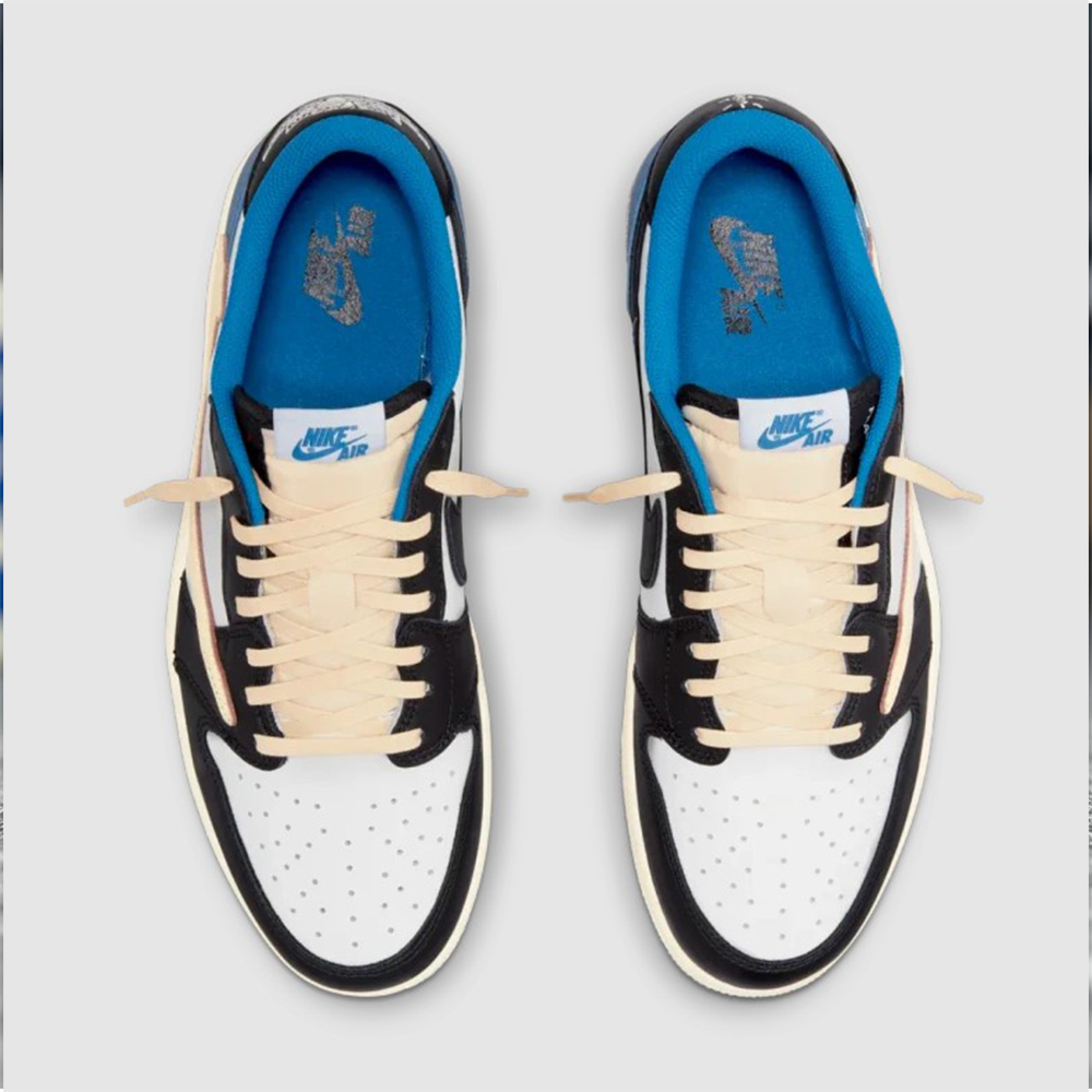 Nike Air Jordan 1 Low Travis Scott x Fragment Sneakers Shoe For Men - White, Black and Blue